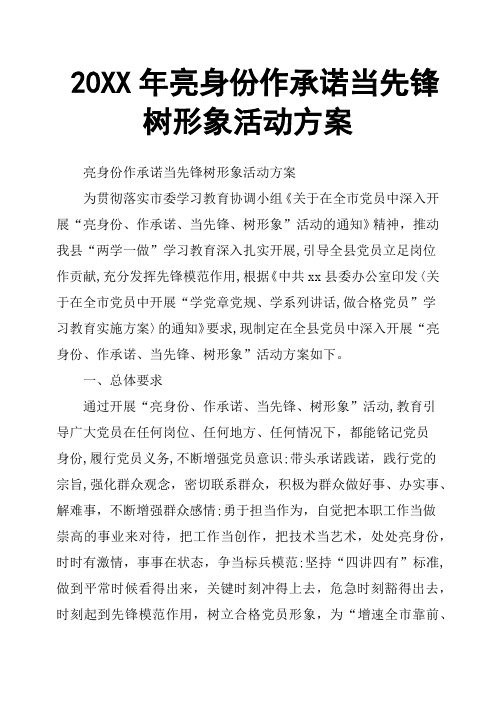 亮身份作承诺当先锋树形象活动方案