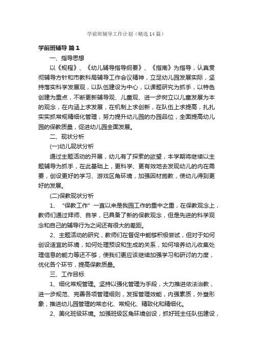 学前班辅导工作计划（精选14篇）