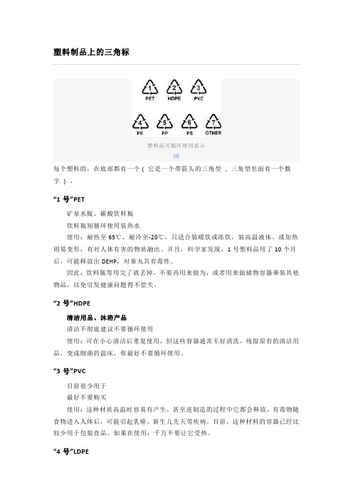 塑料制品上的三角标识大全