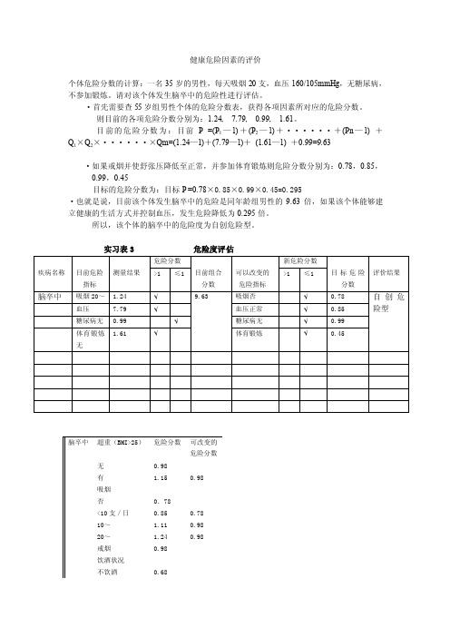 个体危险分数的计算一名55岁的男性，每天吸烟20支，血压160