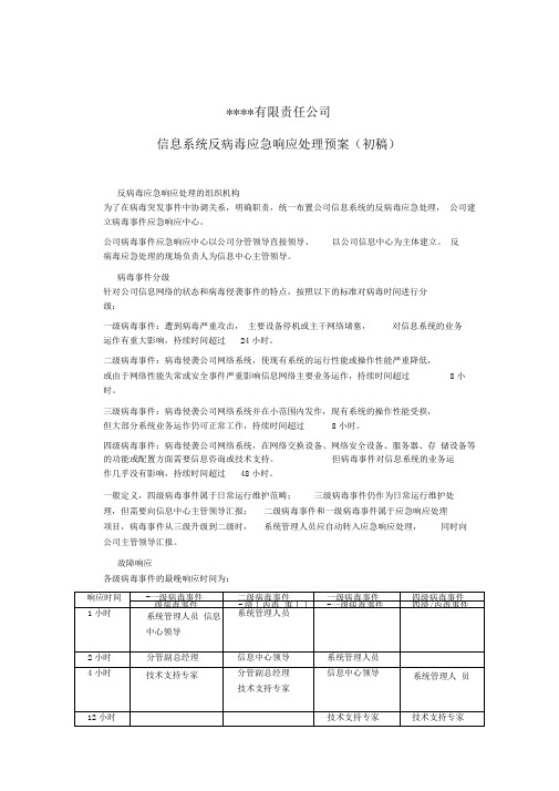 反病毒处理预案