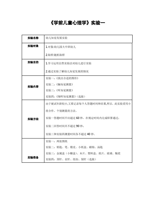 学前儿童心理学--幼儿知觉发展实验