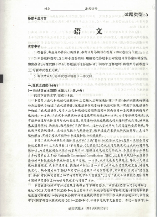 山西省2020届高三4月第一次统测语文试题 PDF版含答案