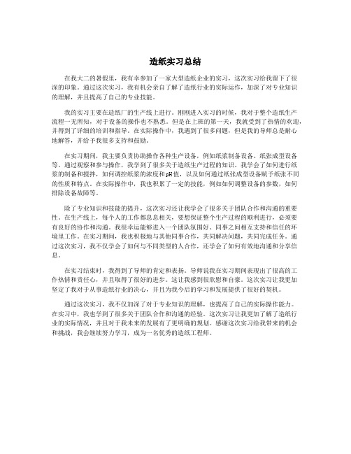 造纸实习总结