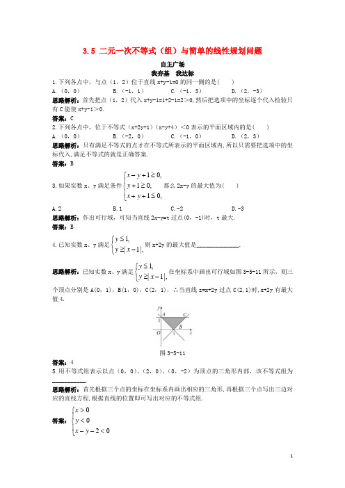 高中数学 第三章 不等式 3.5 二元一次不等式(组)与简