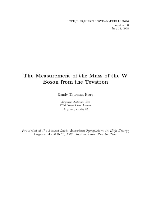 The Measurement of the Mass of the W