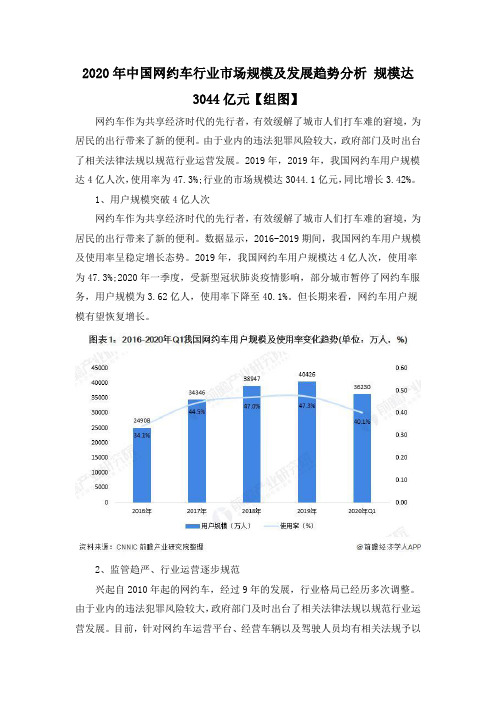 2020年中国网约车行业市场规模及发展趋势分析 规模达3044亿元【组图】