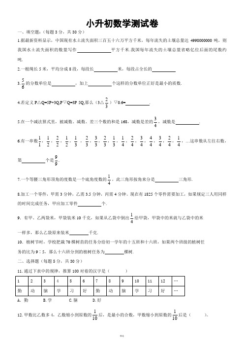 小升初数学测试卷