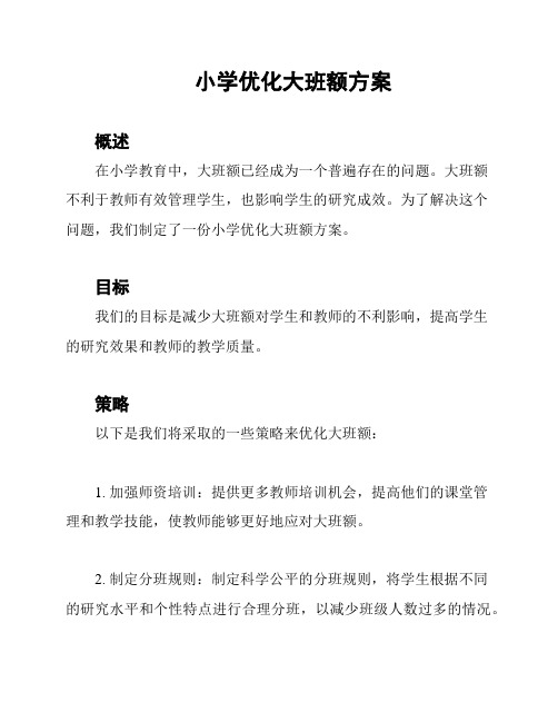 小学优化大班额方案