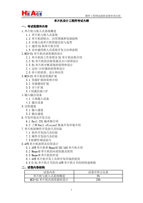 单片机设计工程师考试大纲