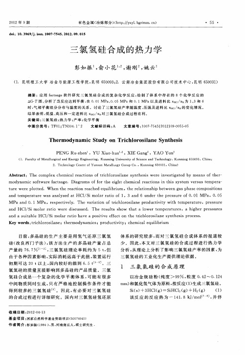 三氯氢硅合成的热力学