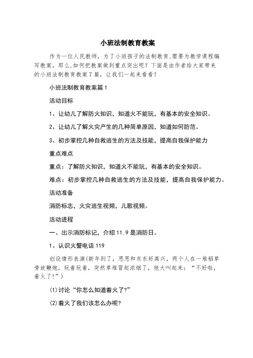 小班法制教育教案