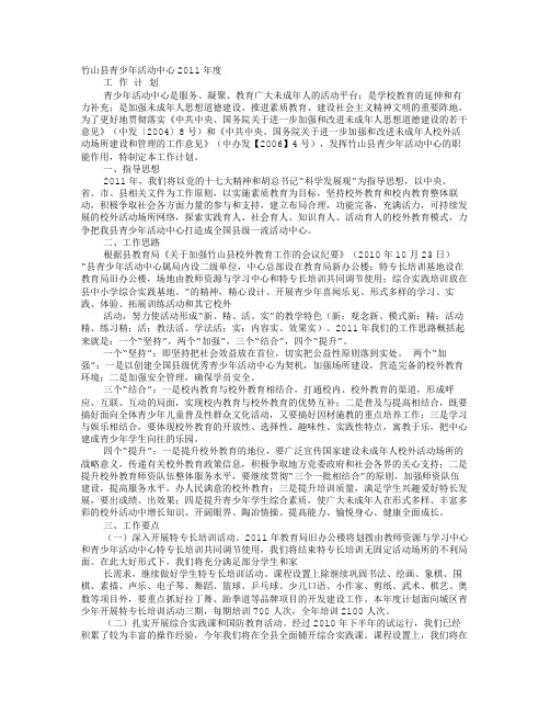 青少年活动中心年度工作计划