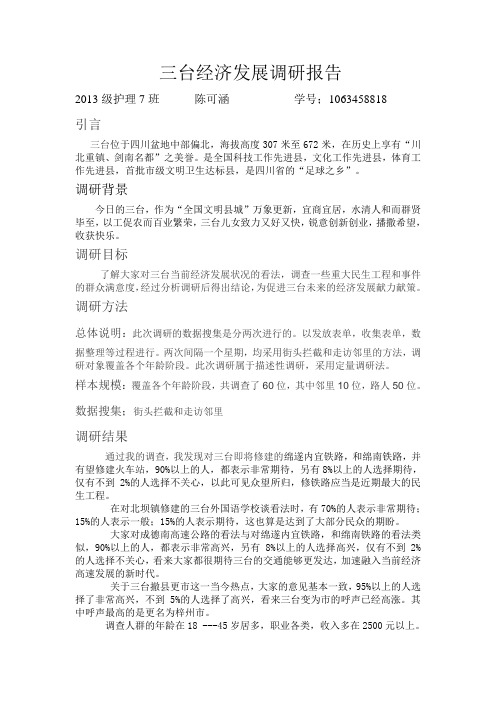 三台经济发展调研报告