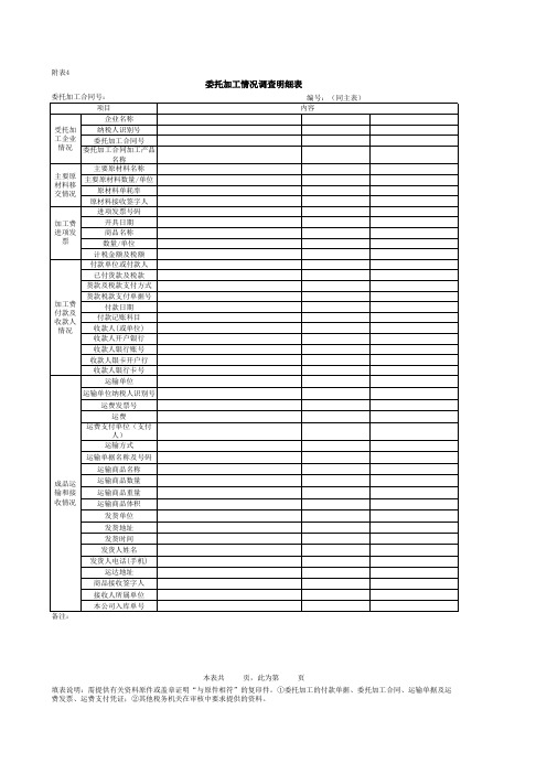 委托加工情况调查明细表