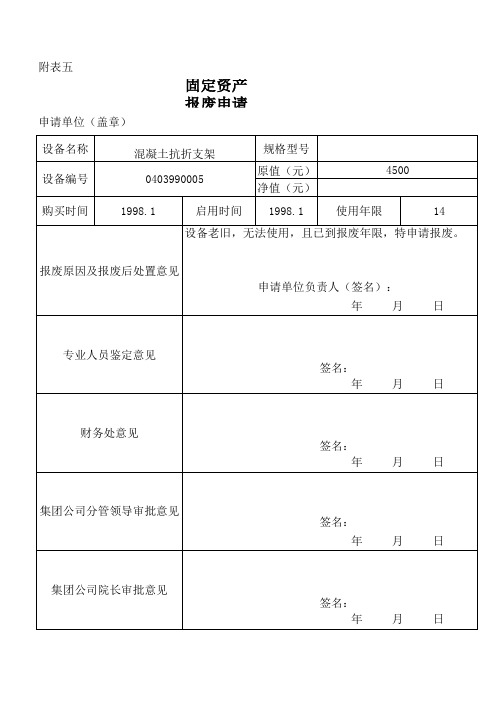 固定资产报废审批表