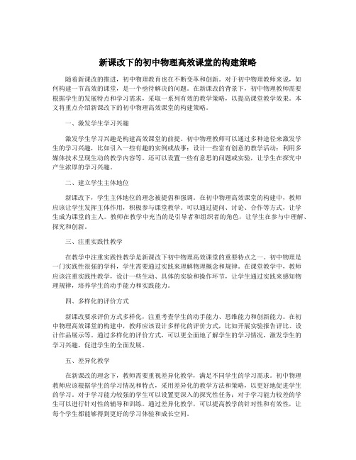 新课改下的初中物理高效课堂的构建策略