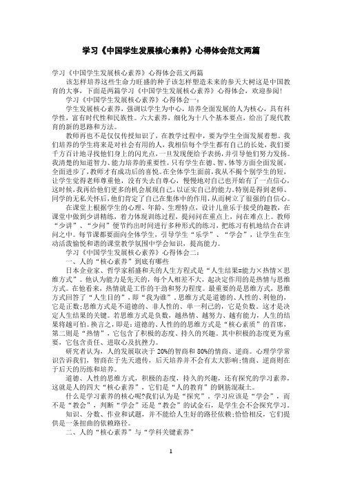 学习《中国学生发展核心素养》心得体会范文两篇