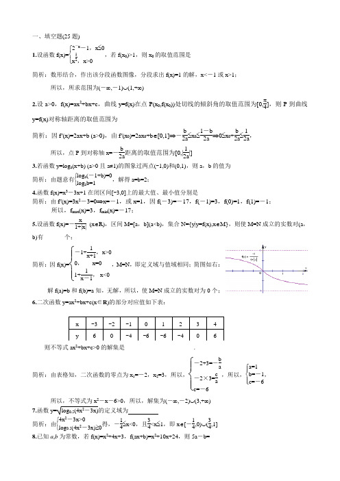 江苏高考数学真题函数汇编37题