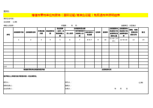 增值税零税率应税服务国际运输港澳台运输免抵退税申报明细表