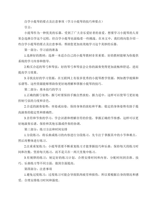 自学小提琴的要点及注意事项(学习小提琴的技巧和要点)