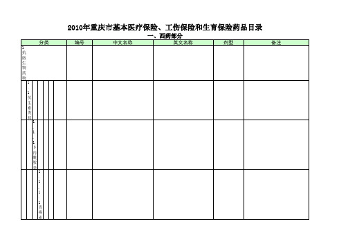 重庆市基本药物目录截止2012年5月最新版(2010版)