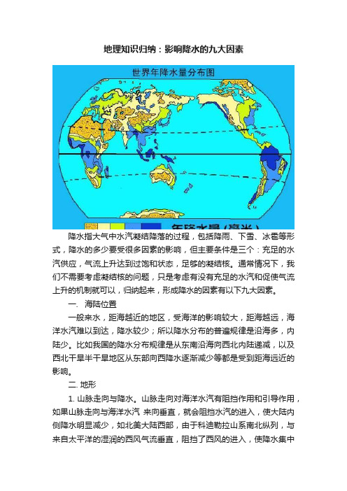 地理知识归纳：影响降水的九大因素