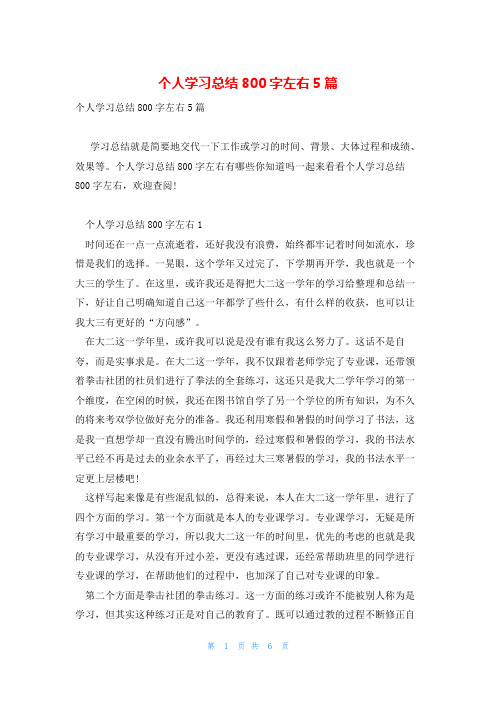 个人学习总结800字左右5篇