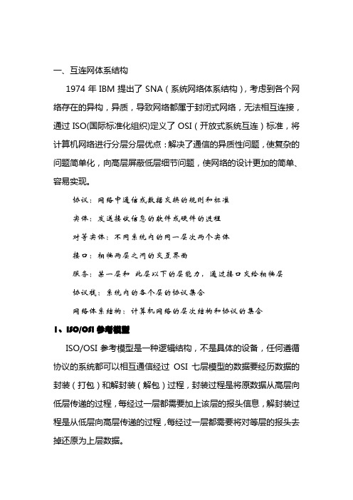 网络体系结构参考模型