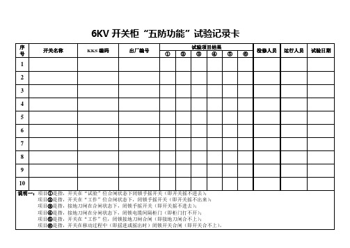 6KV开关五防试验