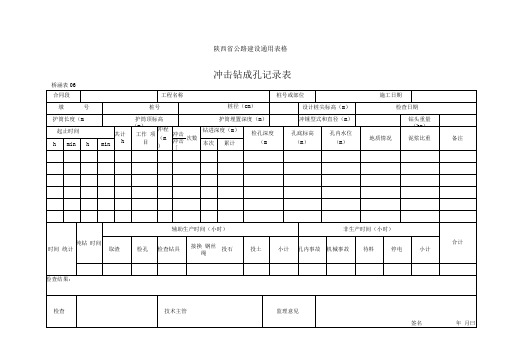 冲击钻成孔记录表