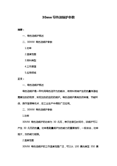 30mw导热油锅炉参数