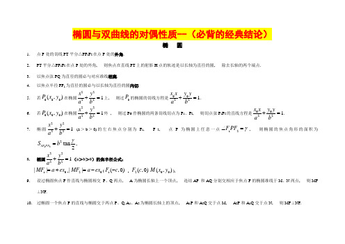 高考数学圆锥曲线的经典性质50条