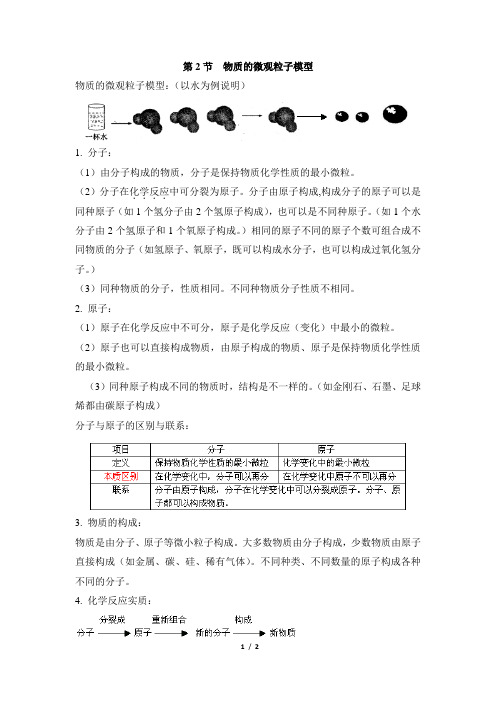 浙教版科学八年级下册_《物质的微观粒子模型》知识总结2