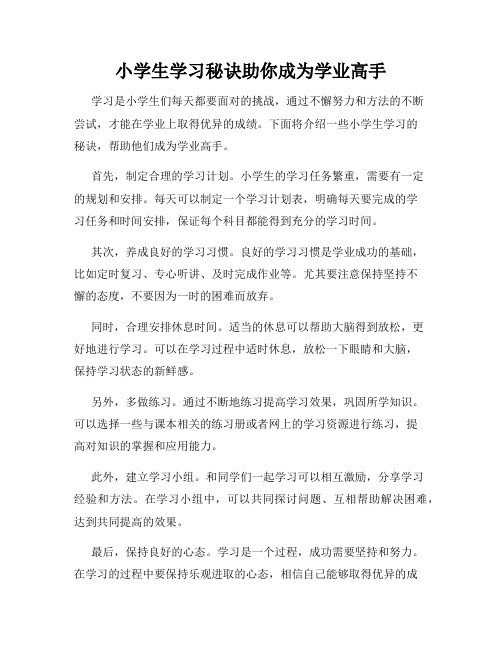 小学生学习秘诀助你成为学业高手