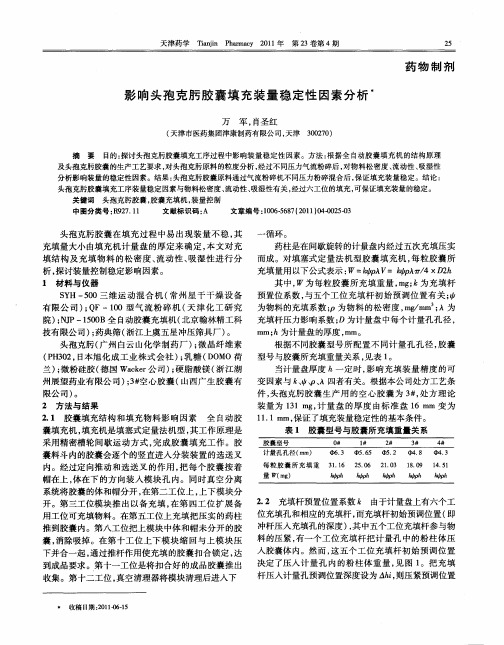 影响头孢克肟胶囊填充装量稳定性因素分析