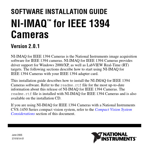 National Instruments NI-IMAQ for IEEE 1394 Cameras