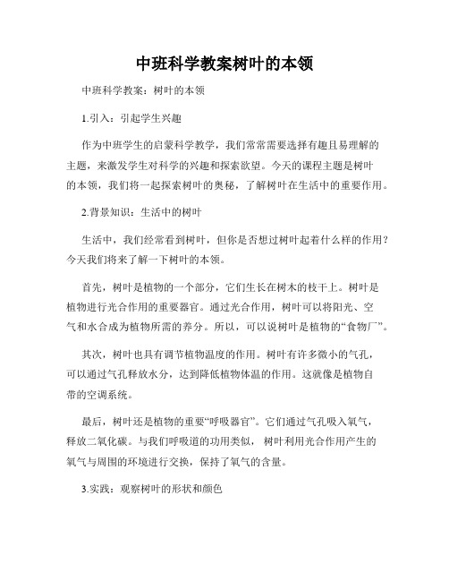 中班科学教案树叶的本领