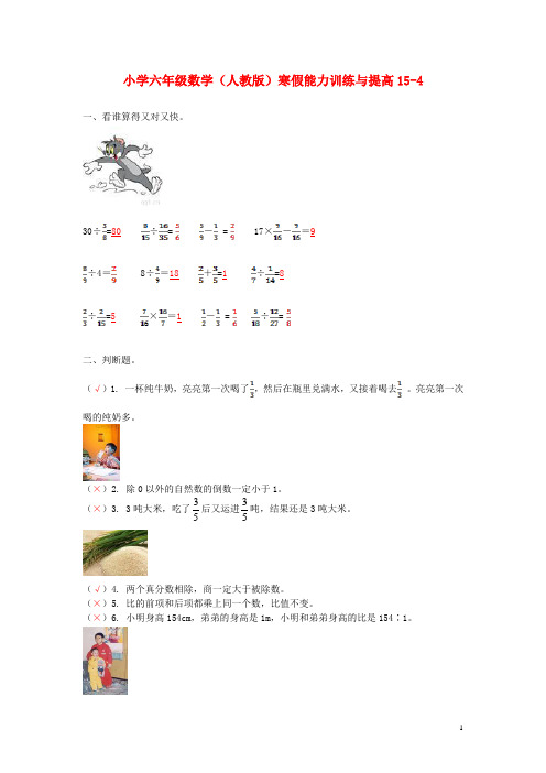 六年级数学寒假能力训练与提高154 人教版