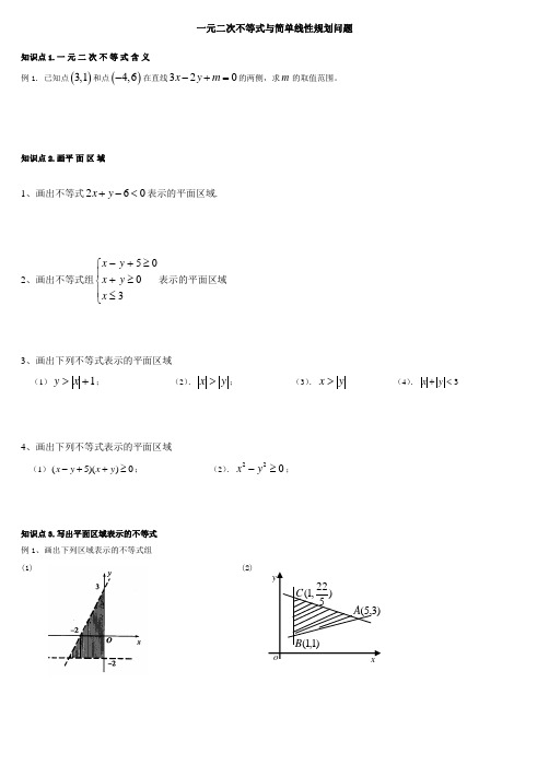 一元二次不等式与平面区域