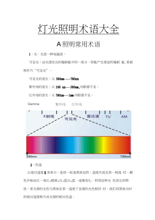 灯光照明术语大全