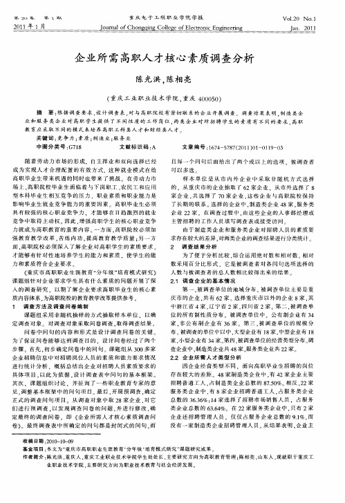 企业所需高职人才核心素质调查分析