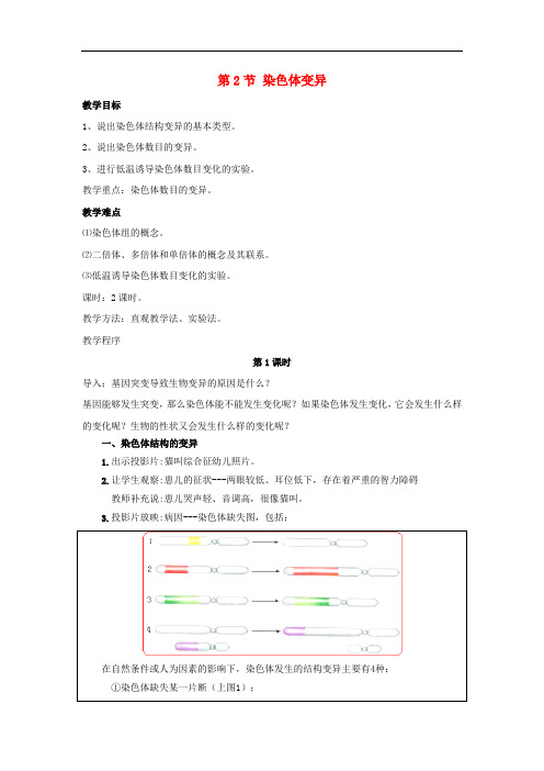 高中生物 第5章 基因突变及其他变异 第2节 染色体变异参考教案 新人教版必修2