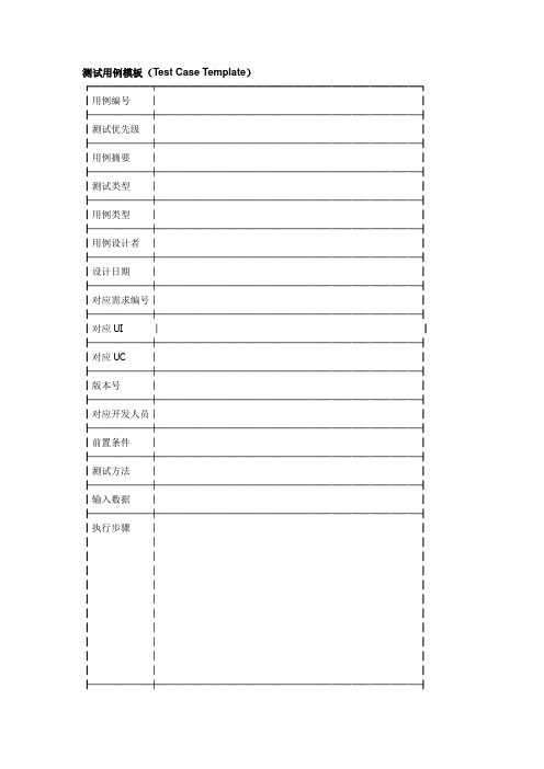 测试用例表格模板