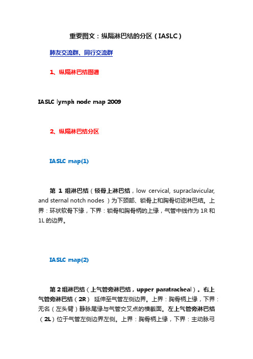 重要图文：纵隔淋巴结的分区（IASLC）