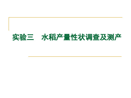 (完整版)实验三水稻产量性状调查及测产