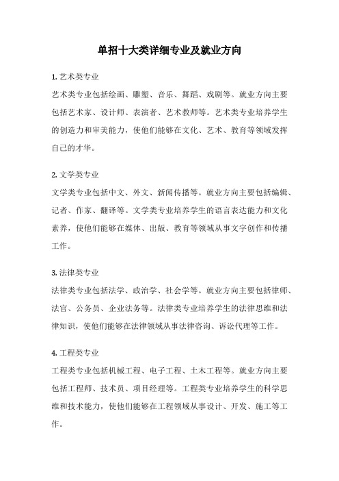 单招十大类详细专业及就业方向