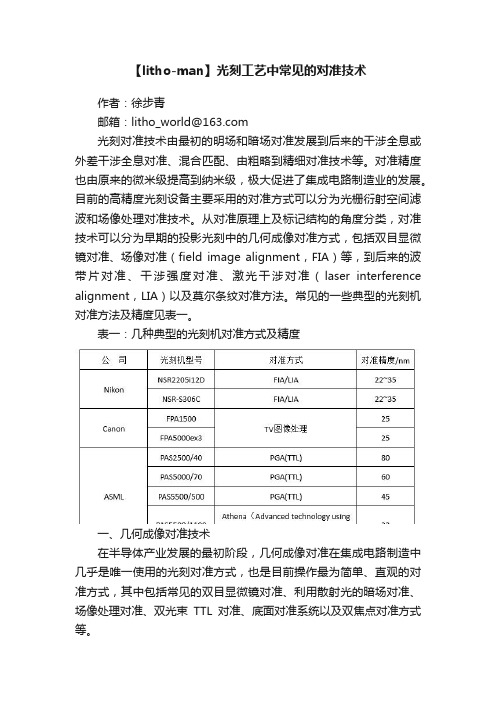 【litho-man】光刻工艺中常见的对准技术