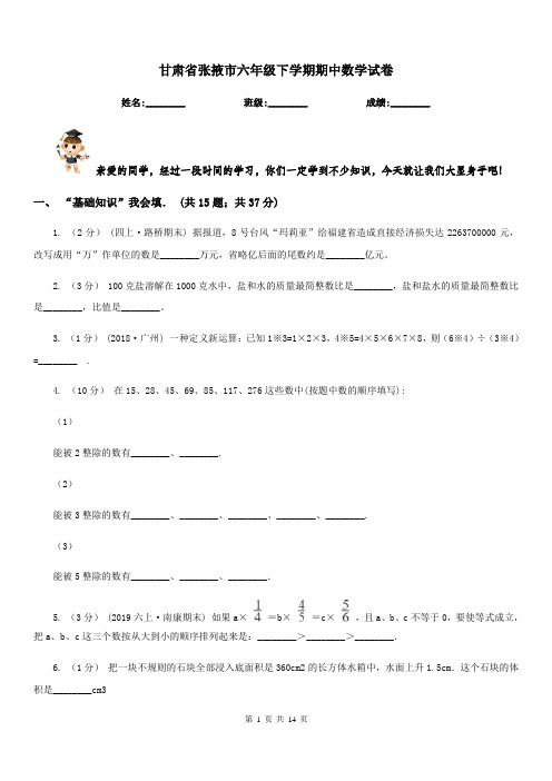 甘肃省张掖市六年级下学期期中数学试卷