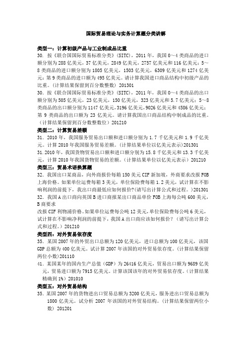 国际贸易理论与实务计算题分类讲解
